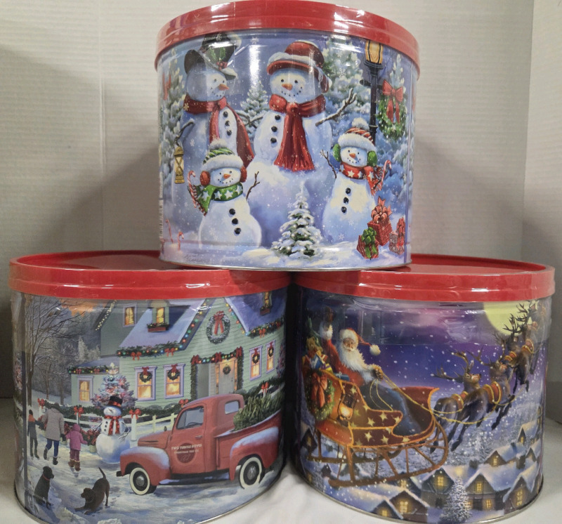 3 New Tins | GIFTPOP Variety Popcorn | 13.5 oz Caramel, 2oz White Cheddar, & 3oz Butter | 534g ttl.