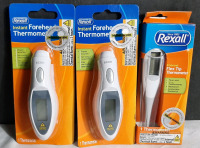 2 New Rexall Instant Forehead Thermometers & Rexall Flex Tip Thermometer