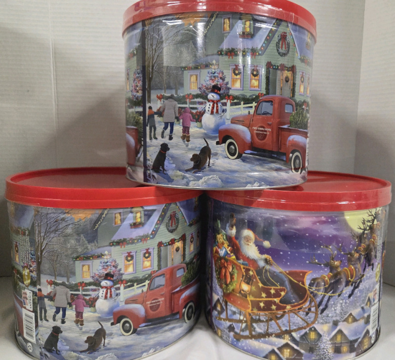 3 New Tins | GIFTPOP Variety Popcorn | 13.5 oz Caramel, 2oz White Cheddar, & 3oz Butter | 534g ttl.