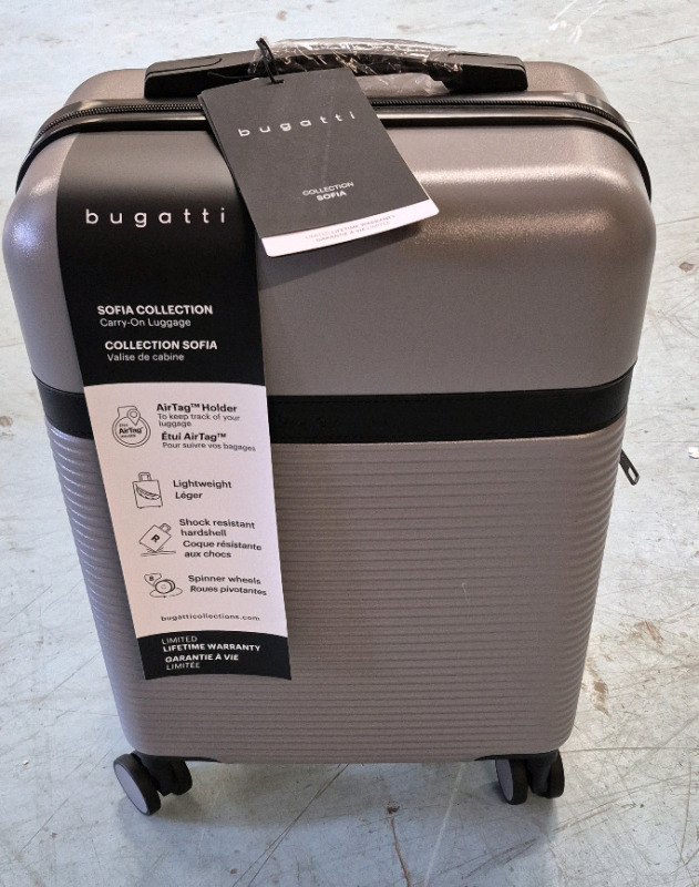 New Bugatti Carry-On Sofia Collection Hardshell Spinner Luggage -. 18" Tall (without handle)