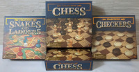 4 New In Box Chess/Checkers/Snakes & Ladders Board Game Bundle