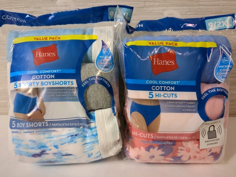 2 New 2XL Womens Hanes Underwear Includes Boy Shorts & Hi Cuts - 5 per Pack