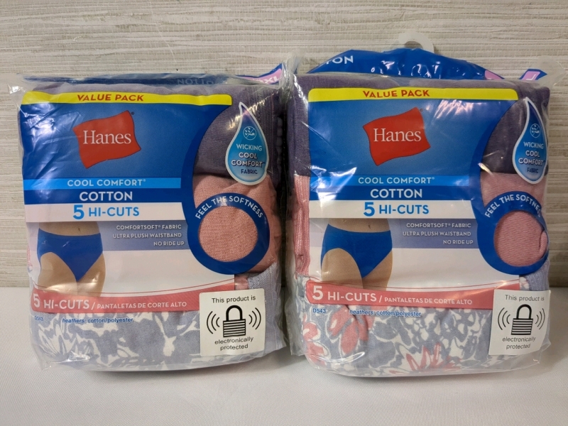 2 New 3XL Womens Hanes Hi Cut Underwear - 5 per Pack