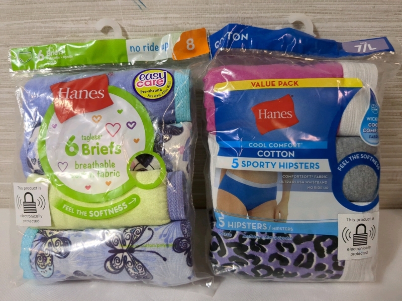 2 New 8/7/L Womens Hanes Briefs/Sporty Hipsters Underwear