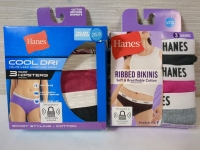 2 New 9/2XLWomens Hanes Hipsters & Ribbed Bikini Underwear - 3 per Pack