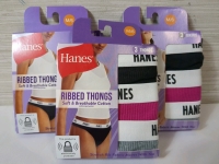 3 New 6/M Womens Hanes Ribbed Thong Underwear - 3 per Pack