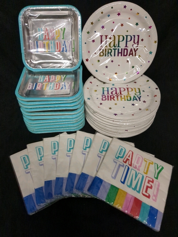 28 New Packs of Birthday Party Paper Plates & Napkins - 8 plates/16 Napkins per pack