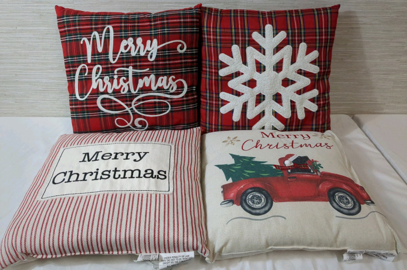 4 New Christmas Pillow Bundle 16x16 inches