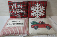 4 New Christmas Pillow Bundle 16x16 inches