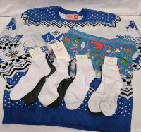 New sz XL Ugly Christmas Sweater & 8 New Pairs of Socks & sz Medium Boyshort Women's Underwear