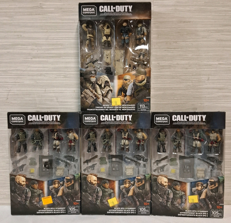 4 New Mega Construx Call of Duty Collector Construction Sets | Box Measurements: 9" X 6" each