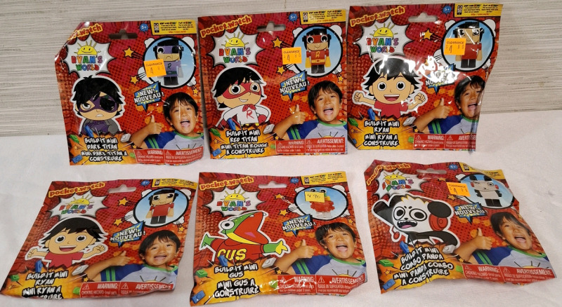 6 New Ryan's World Build-It Mini Ryan Toys