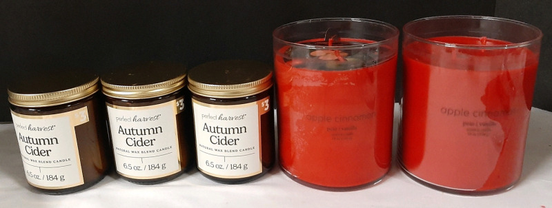 5 New Scented Candles (184g for Autumn Cider Candles & 538g for Apple Cinnamon Candles)