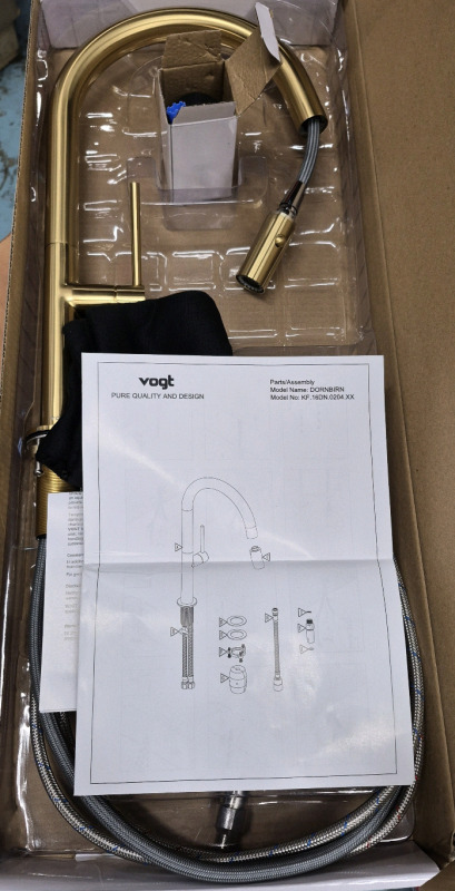 As New Vogt Brushed Gold Kitchen Faucet Model No. KF.16DN.0204.XX