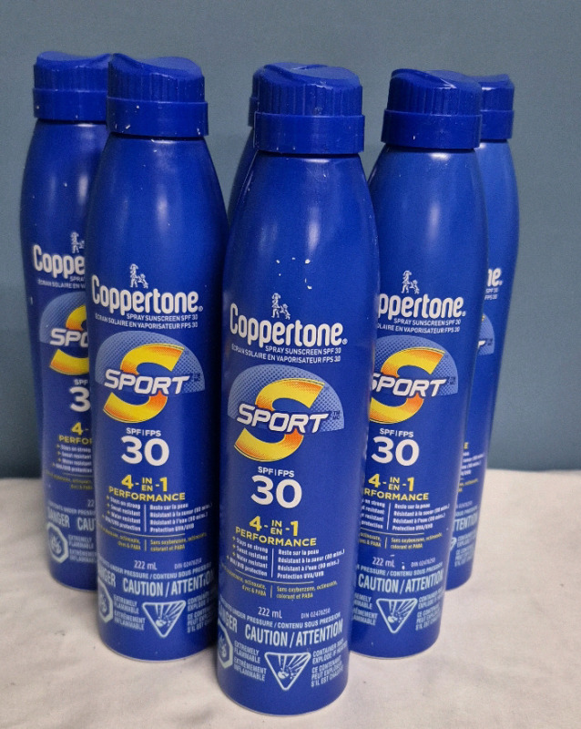 6 As New Coppertone 30 SPF Spray 222mL per Bottle EXP Feb 2026