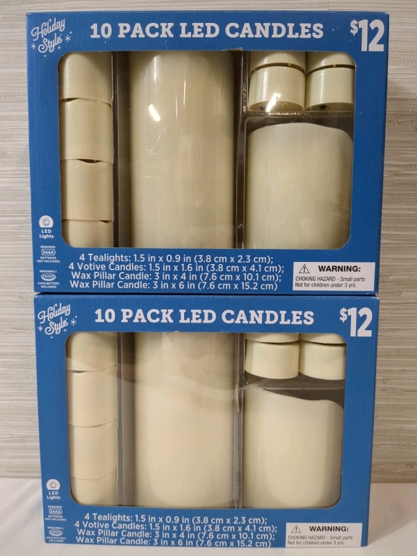 2 New Boxes 10 Pack Holiday Style Wax LED Candles Batteries Not Include