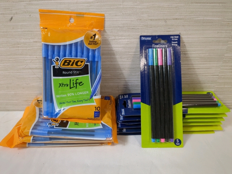 New Stationary Bundle with Bic Pens and Fineliner Markers