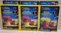 3 New in Boxes | National Geographic Color Changing Chemistry Kits | Box Measurements: 7" X 5" each