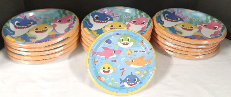 16 New Packs of Baby Shark Themed Paper Plates (8pcs In Each Pack, 8⅝" & 6&frac34;")