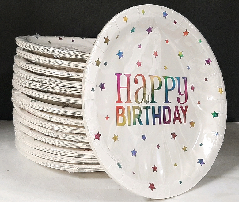 15 New Happy Birthday Paper Plates (8 In Each Pack, 8⅝")
