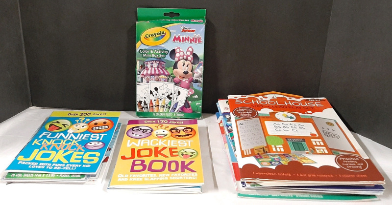 27 New Activity Books, Joke Books & Crayola Disney Junior Minnie Color & Activity Mini Box Set