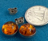 18K White GP Black Fresh Water Pearl Drops Sterling Baltic Amber Earrings - 3