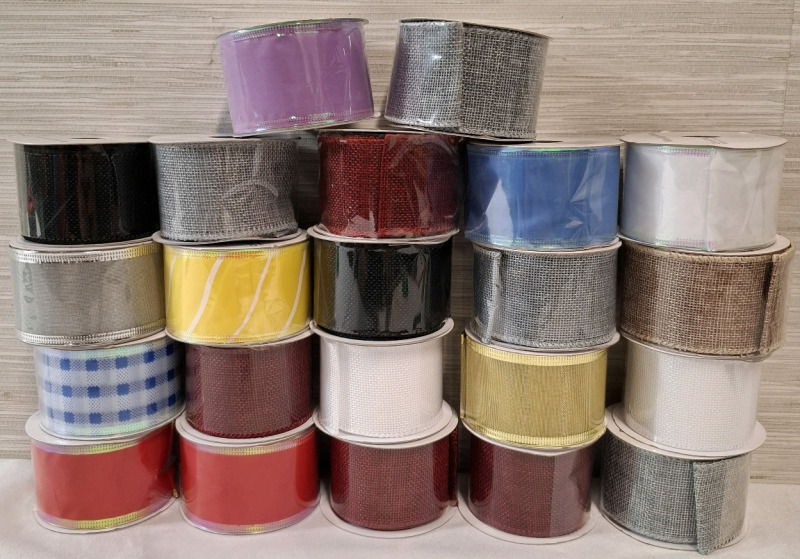 22 New Assorted Wire Edge Ribbons | Measurements: 2" X 9ft