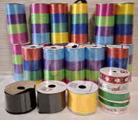 25 New Assorted Ribbons | Tallest Size Measures: 80ft total with 5.5" packaging height