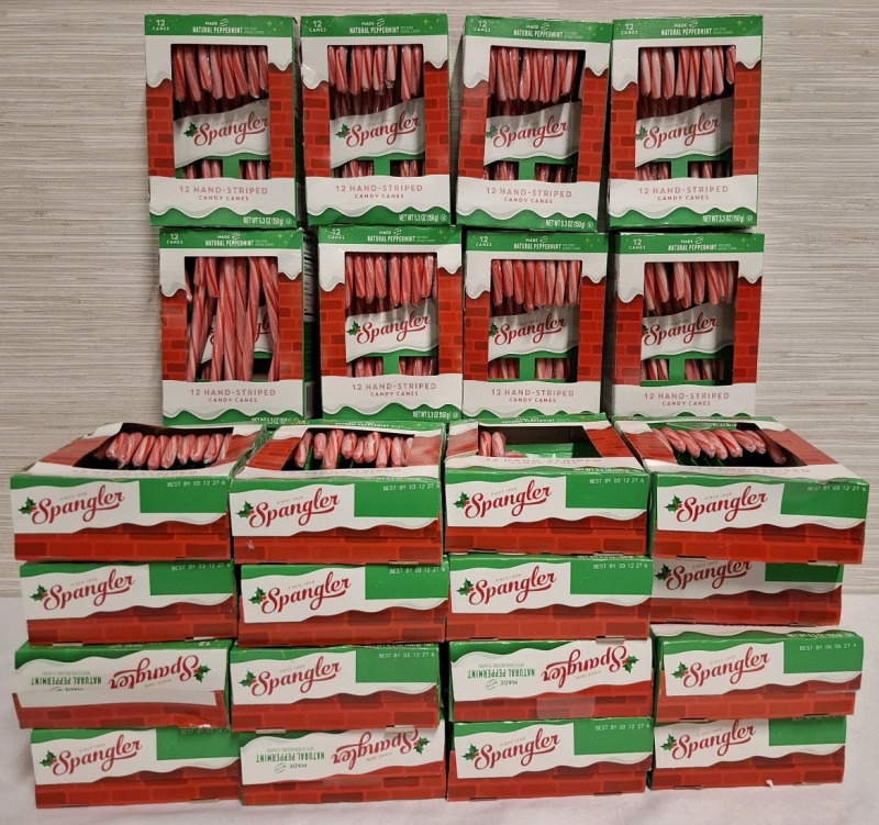 28 New Hand Striped Candy Canes Boxes | 12 Canes per Box | Net WT 150g each | Measurements- 6.2" X 4.5" each box | Best Before 03/12/27