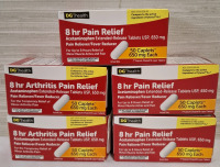 5 New Acetaminophen Extended Release Tablets USP Boxes | 650mg each tablet | 5p Caplets per box | 8hr Arthritis Pain Relief | Pain Reliever / Fever Reducer | Measurements: 3.5" x 1.8" each box | Best Before- 2026/04