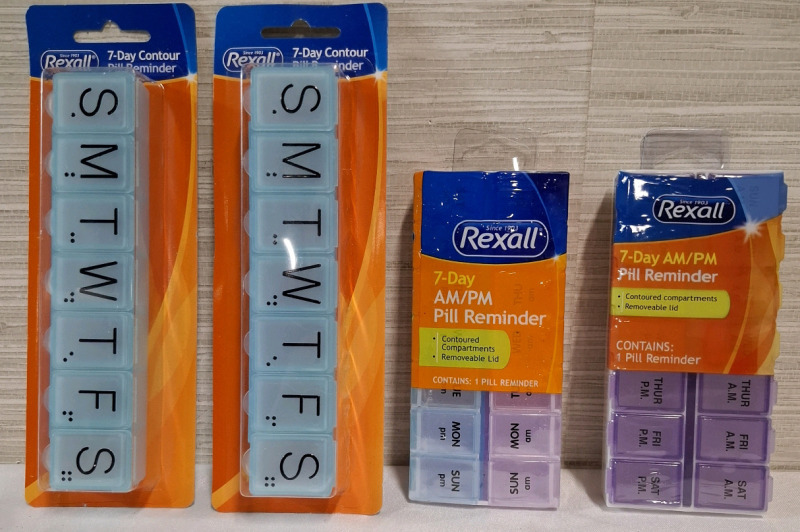 4 New Rexall 7-Day Contour Pill Reminders | Biggest Size Measures- 8" X 3"