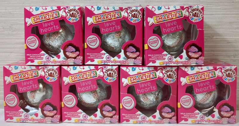 7 New Smarties Love Hearts Chocolate Ball Surprises (30g Each, Best Before April 30th 2026)