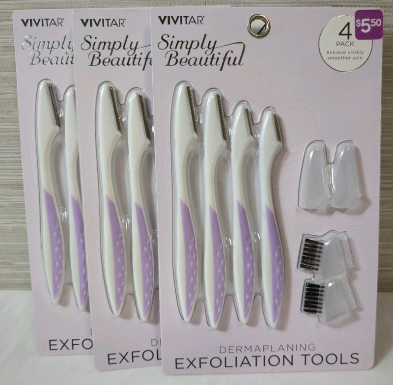 3 New Vivitar Simply Beautiful Dermaplaning Exfoliation Tools