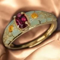 Elegant S925 Silver Garnet Ring with Adjustable Band Vintage-Inspired Mosaic Design Stamped Polish Cloth Included