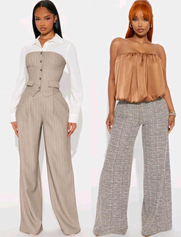 2 New Size XL / LG Women's Fashion Nova Jumpsuit & Pinstripe Pant Set Retail Value $168