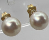 14K Gold White Pearl Stud Earrings - 4