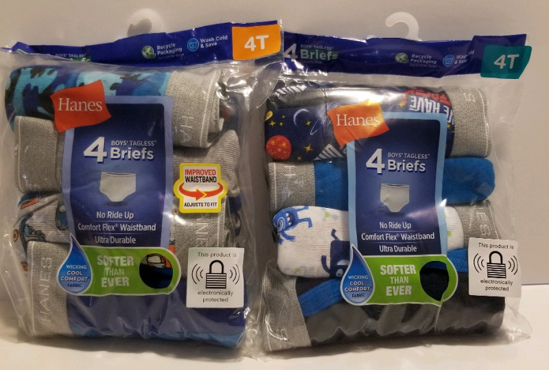8 new pair of Hanes boy's size 4T tagless briefs