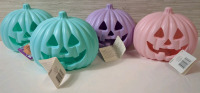 4 New Halloween Plastic LED Pumpkins Batteries Not Included