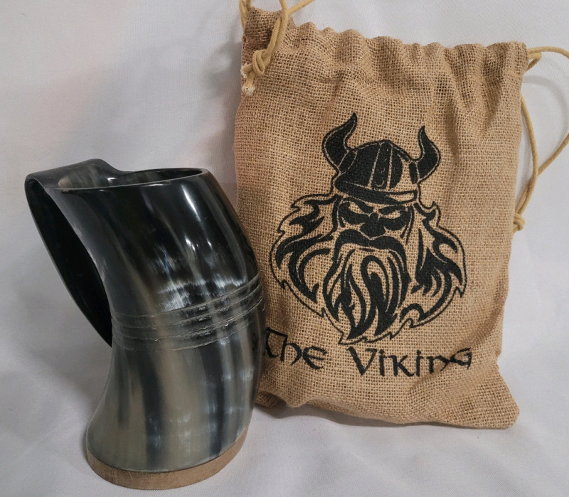 The Viking OX / Buffalo Horn Mug & Travel Bag - New