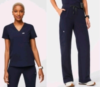 New Size Small/SMTall Women's FIGS Top & Bottoms : Catarina One-Pocket Scrub Top & Isabel High Waisted Wide Leg Scrub Pants | Over $120 Retail Value!