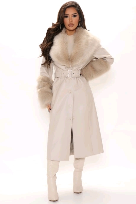 New Size LG Women's FASHION NOVA Nights in Paris Coat (Taupe) | Retails Over $90!