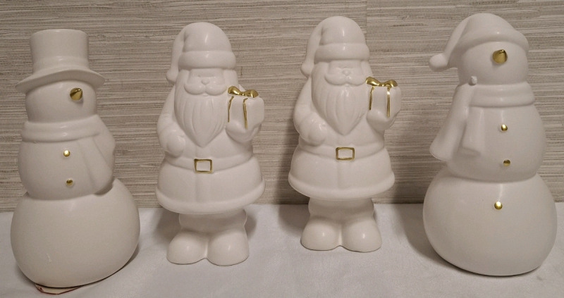 4 New Ceramic Decoration Santas and Snowmen | Height: 8"