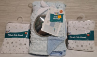 2 New Gentle Steps Fitted Crib Sheets (Measurements- 28"x 52") and 1 New Gentle Step Activity Blanket (Measurements- 20" X 40" | 0+ Months Products