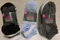 3 New Ladies Ankle Sock Bundles | 10 Pack per Bundle | Shoe Size - 4 to 10 | Fabric - 95% Polyester / 5% Spandex