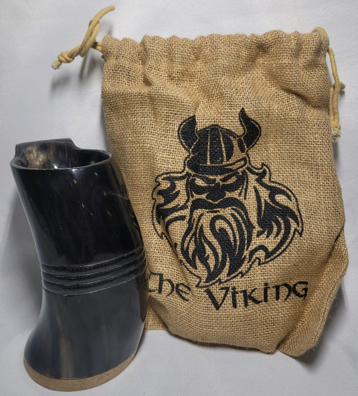 The Viking OX / Buffalo Horn Mug & Travel Bag - New