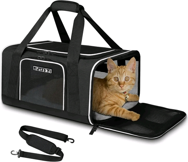 As New Petskd Pet Carrier 17x11x10.5" for Small Cats and Dogs, Soft Sided Carrier with Safety Lock Zippers, 5-Sided Breathable Mesh Retails for $78