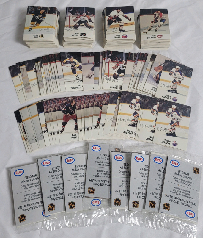 1988 ESSO NHL Hockey All-Star Trading Cards . 250+ Trading Cards & 8 Sealed Packs