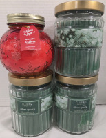 4 New | Holiday Candles | (3) 510g Silver Spruce Candles & (1) 368g Spiced fur & Grapefruit Candle