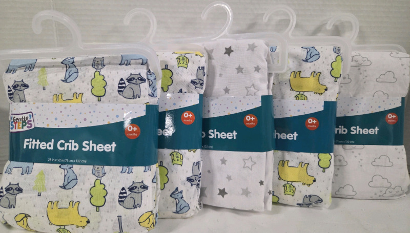 5 New | 28" x 52" Fitted Crib Sheets