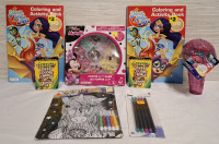 8 New Assorted Kids Activity Toys/Books | Includes- 1 Disney Popper Jr. Game, 2 DC Colouring Books, 1 Trolls Puzzle, 2 Crayola Crayons, 1 Velvet Art Set & 1 Fineliners Set